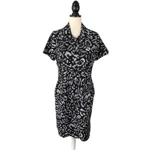 Chicos Zenergy Black and White Patterned Dress Size: S